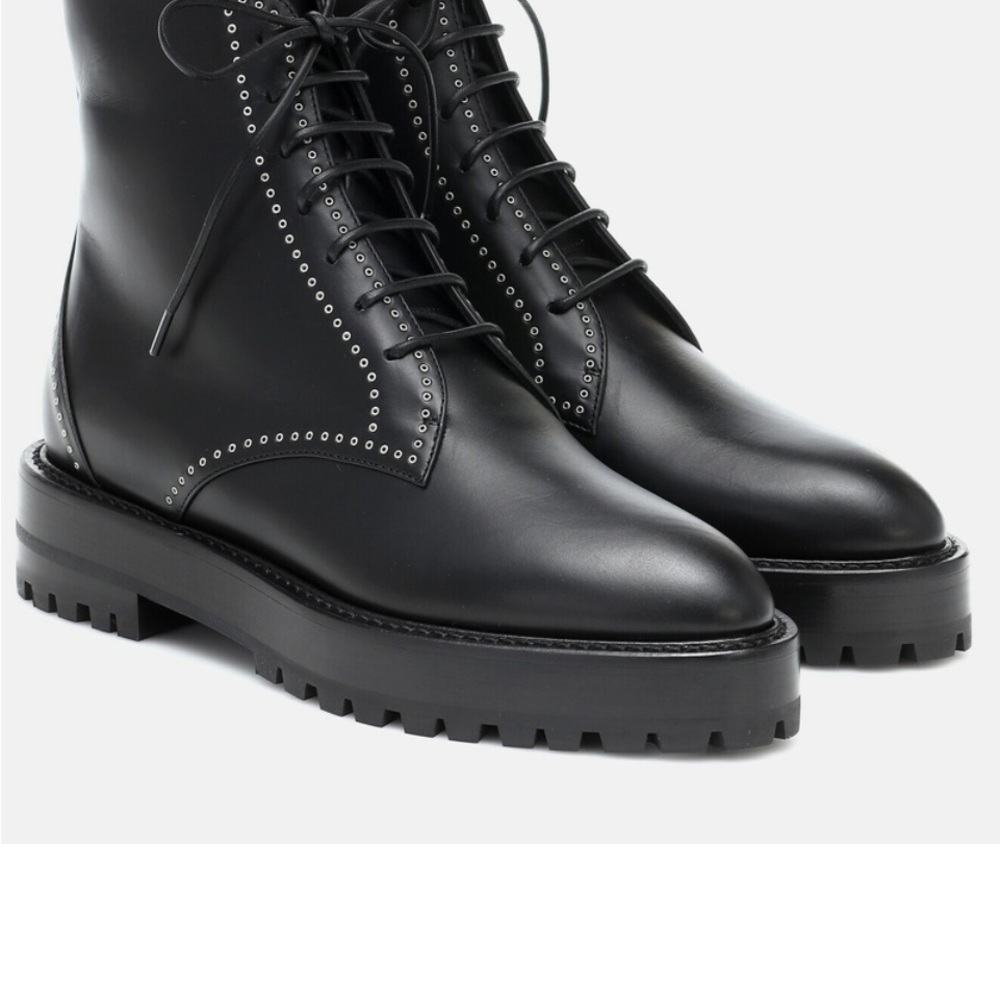 Alaia Black Leather Ankle Boots with Silver Studs